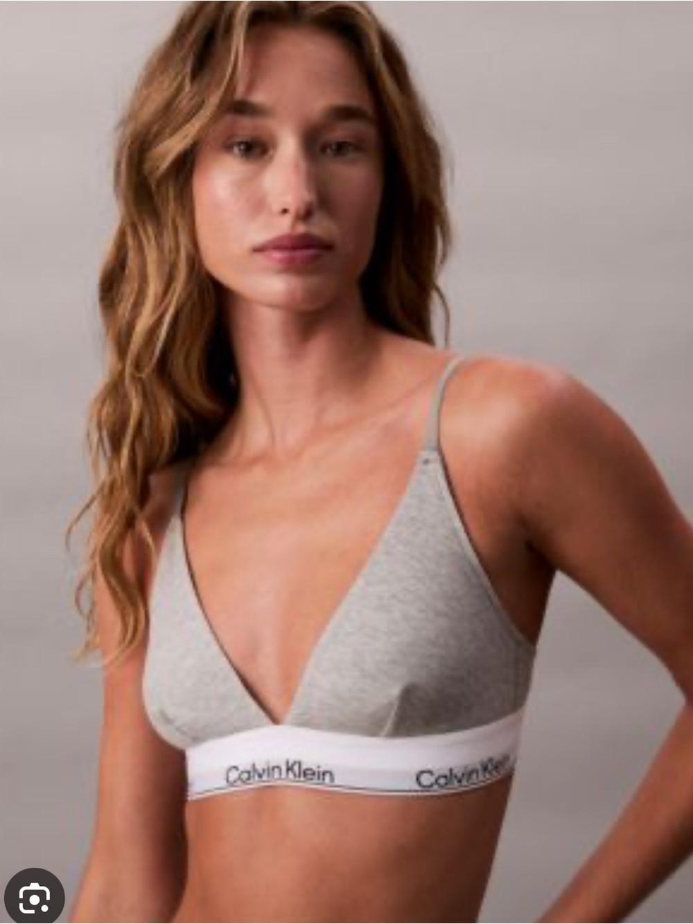 Calvin Klein Light Gray Triangle Logo Bralette
